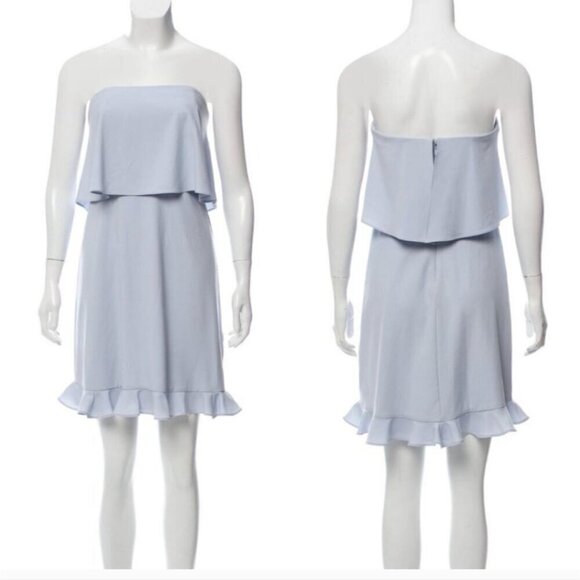 H BY HALSTON | Overlay Layered Dress strapless baby blue sz 2 - Picture 2 of 8